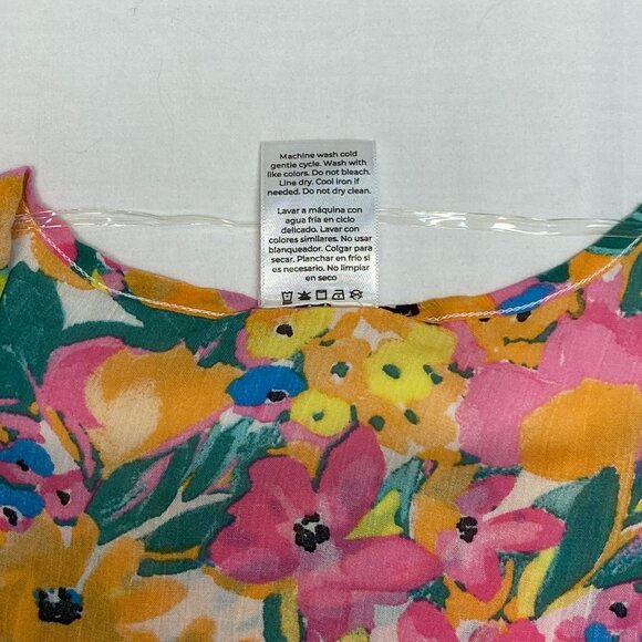 Anne Cole Ruffle Bell Sleeve V Neck Sheer Crinkle Bright Floral Tunic Dress NEW - Picture 12 of 13